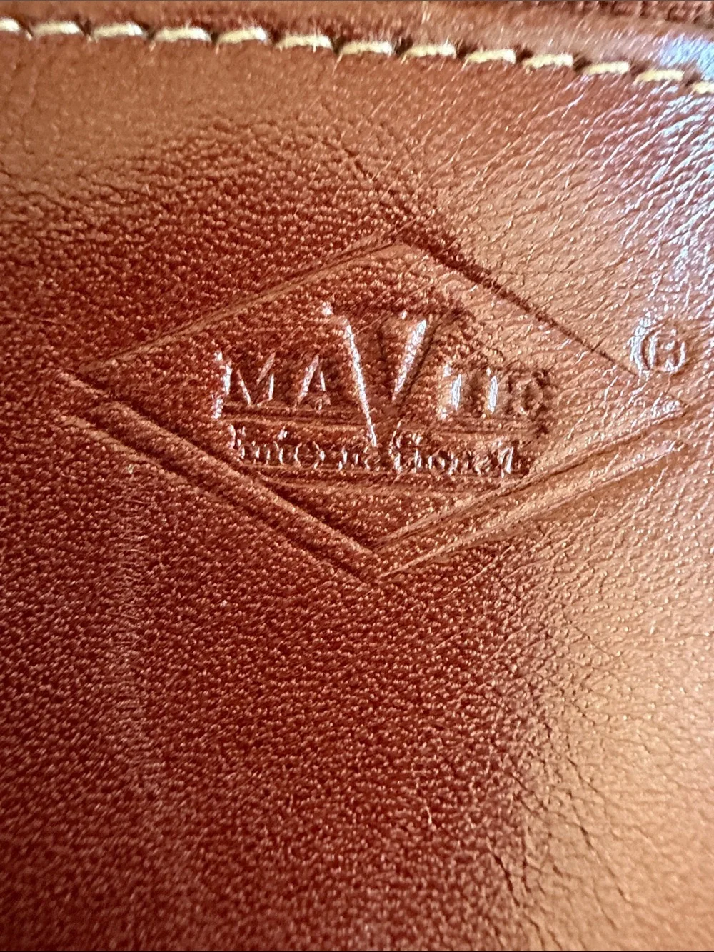 Mavik Italian Leather Cognac Brown Accordion Wallet Clutch